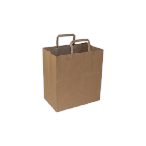 Viro - Paper Shopping Bags with Flat Handles - 11" x 6.75" x 12" - 100 GSM - Kraft