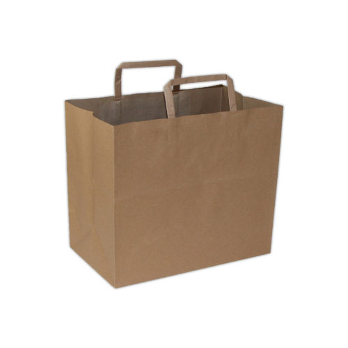 Viro - Paper Shopping Bags with Flat Handles - 12" x 7" x 17" - 100 GSM - Kraft