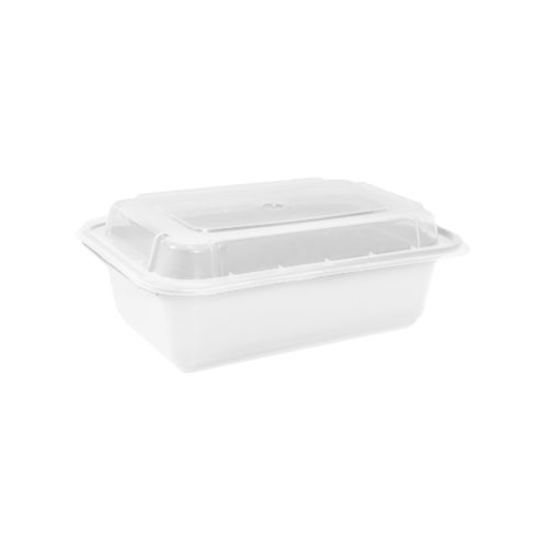 Chef Elite - Plastic Containers with Lids - 16oz - Rectangular - White