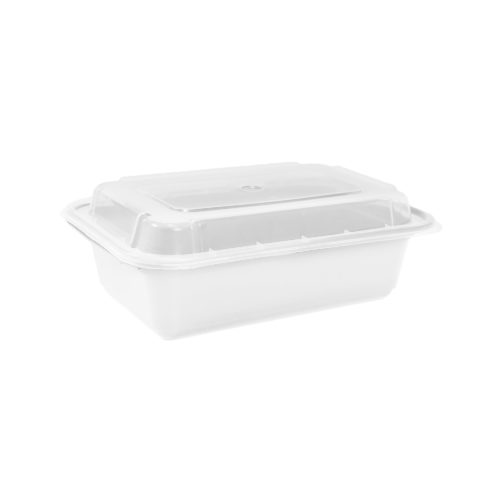 Chef Elite - Plastic Containers with Lids - 24oz - Rectangular - White