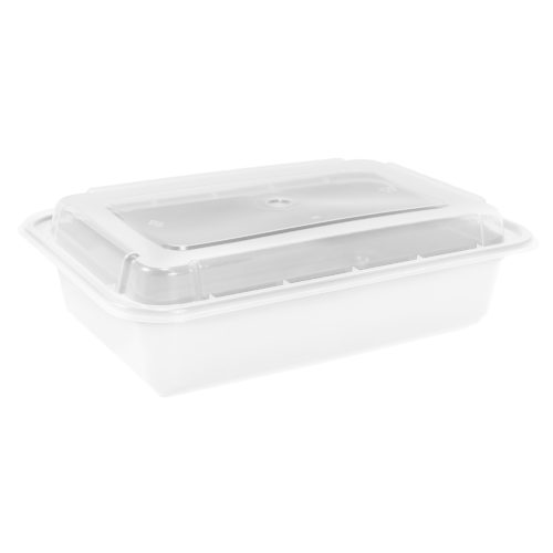 Chef Elite - Plastic Containers with Lids - 38oz - Rectangular - White