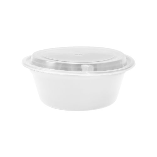 Chef Elite - Plastic Containers with Lids - 32oz - Round - White