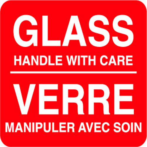 Shipping Label 4" x 4" Glass Handle with Care Dorfin