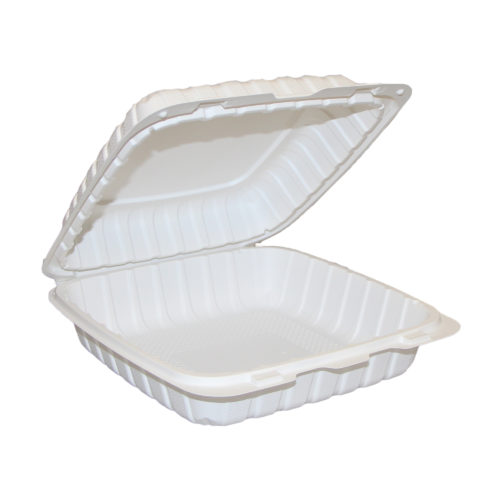Table Accents - Mineral Filled Polypropylene (MFPP) Hinged Containers - 8" x 8" x 3"