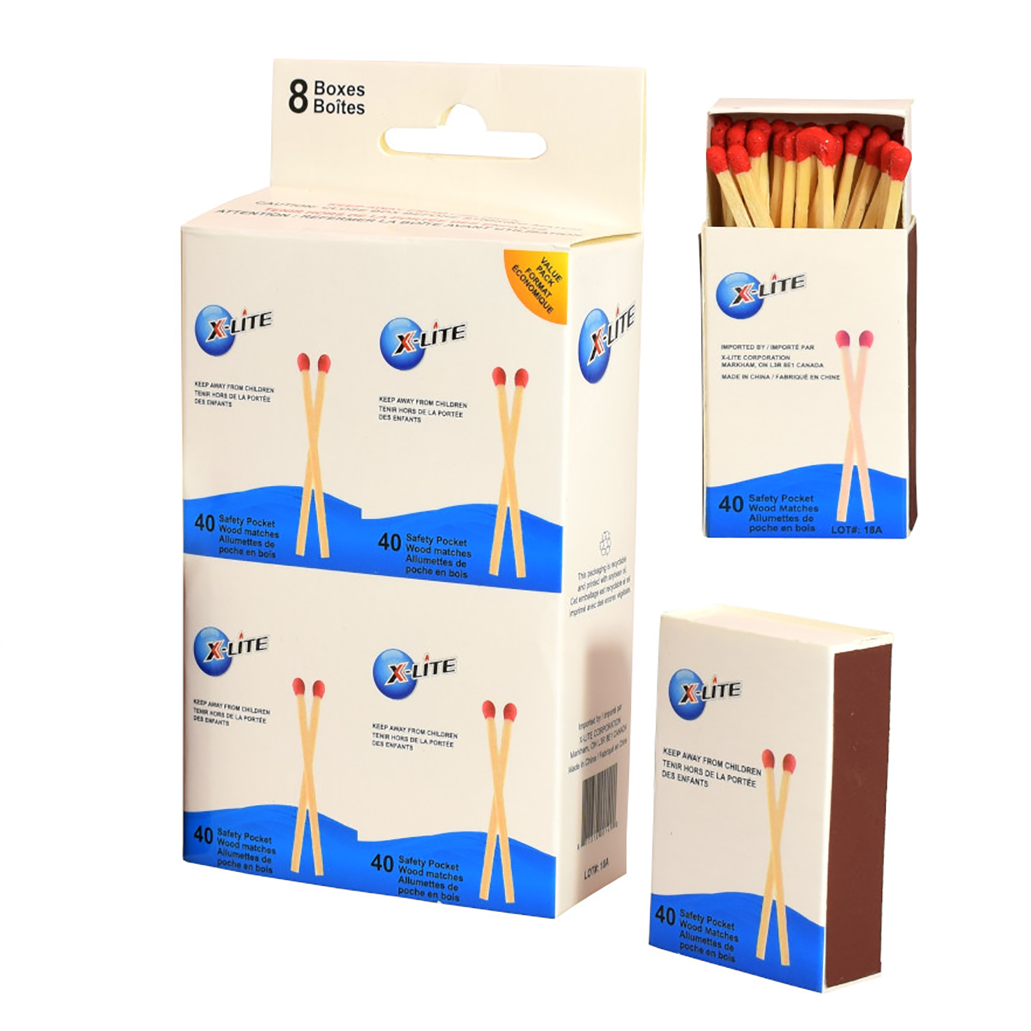 Xlite Safety Pocket Wood Matches 8 x 40Pk Dorfin