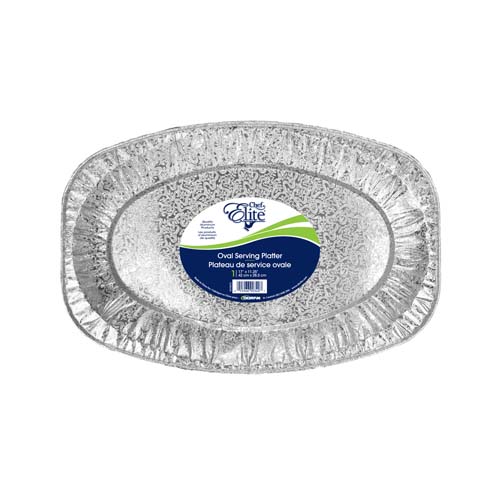 Chef Elite - Oval Aluminum Platter with Design - 17" x 11.25"