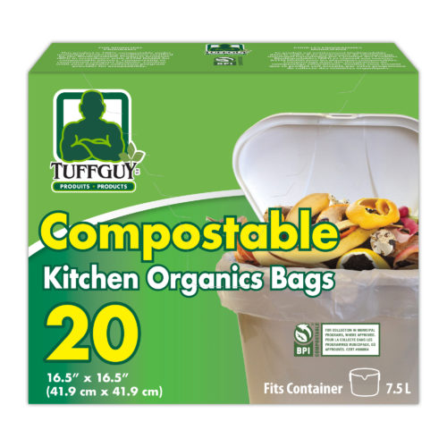 Tuff Guy - Compostable Kitchen Organic Bags - 16.5" x 16.5" - 20Pk
