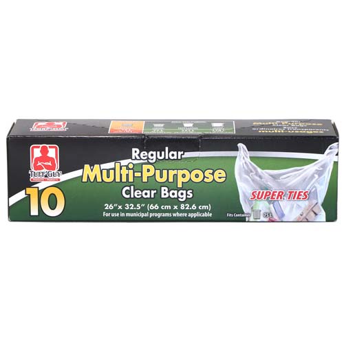 Tuff Guy - Multi-Purpose Garbage Bags - 26" x 32.5" - Super Ties - Clear - 10Pk