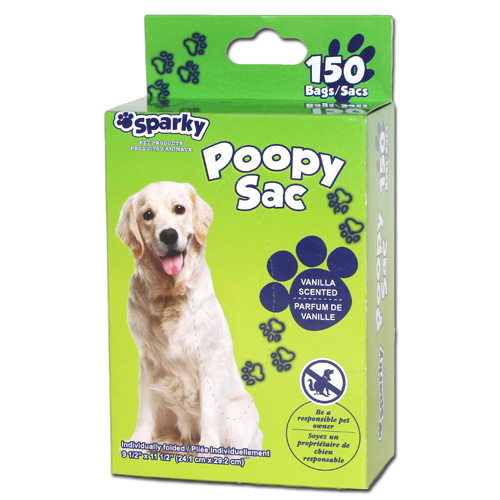 Sparky - Poopy Sac Waste Bags - 9.5" x 11.5" - Vanilla Scented - 150Pk