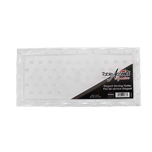 Table Accents Signature - Elegant Serving Platter - Rectangular - 14.2" x 6.7" - Plastic