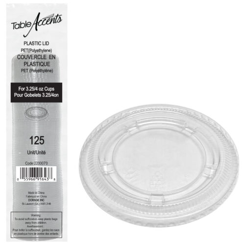 Table Accents - Polyethylene Lid - For 3.25oz & 4oz Containers - Clear
