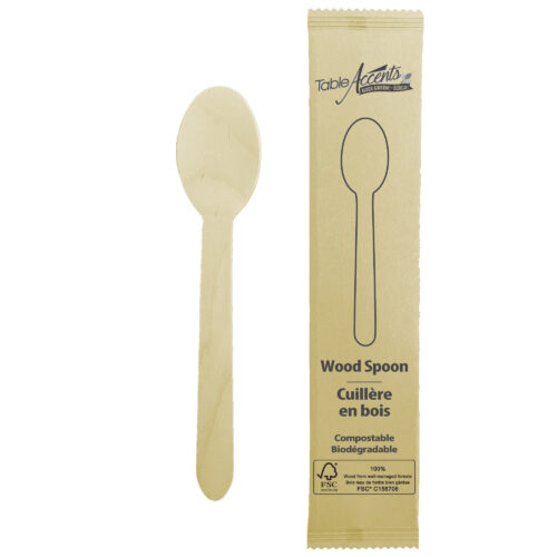 Table Accents - Birch Wood Tea Spoons - Individually Wrapped