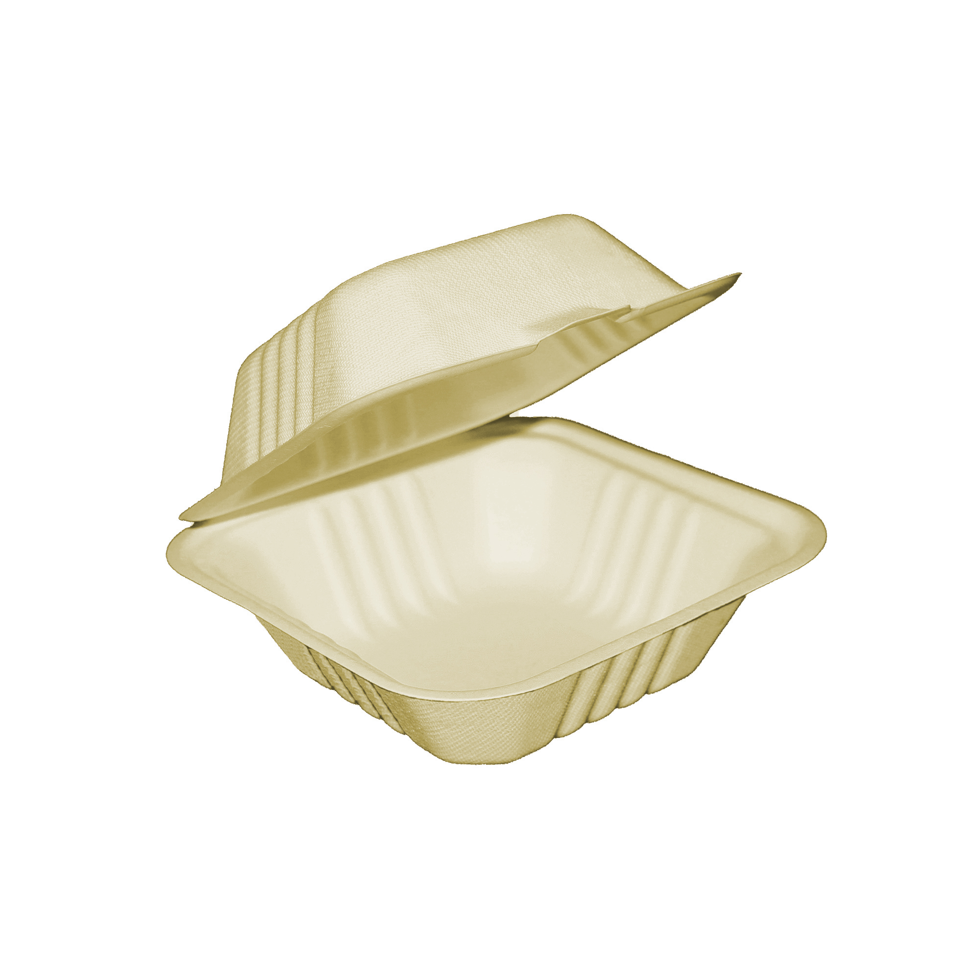 Table Accents - Compostable Hinged Containers - 6" x 6" x 3" - Bagasse