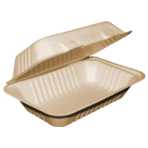 Table Accents - Compostable Clamshell Containers - 9" x 6" x 3" - Bagasse