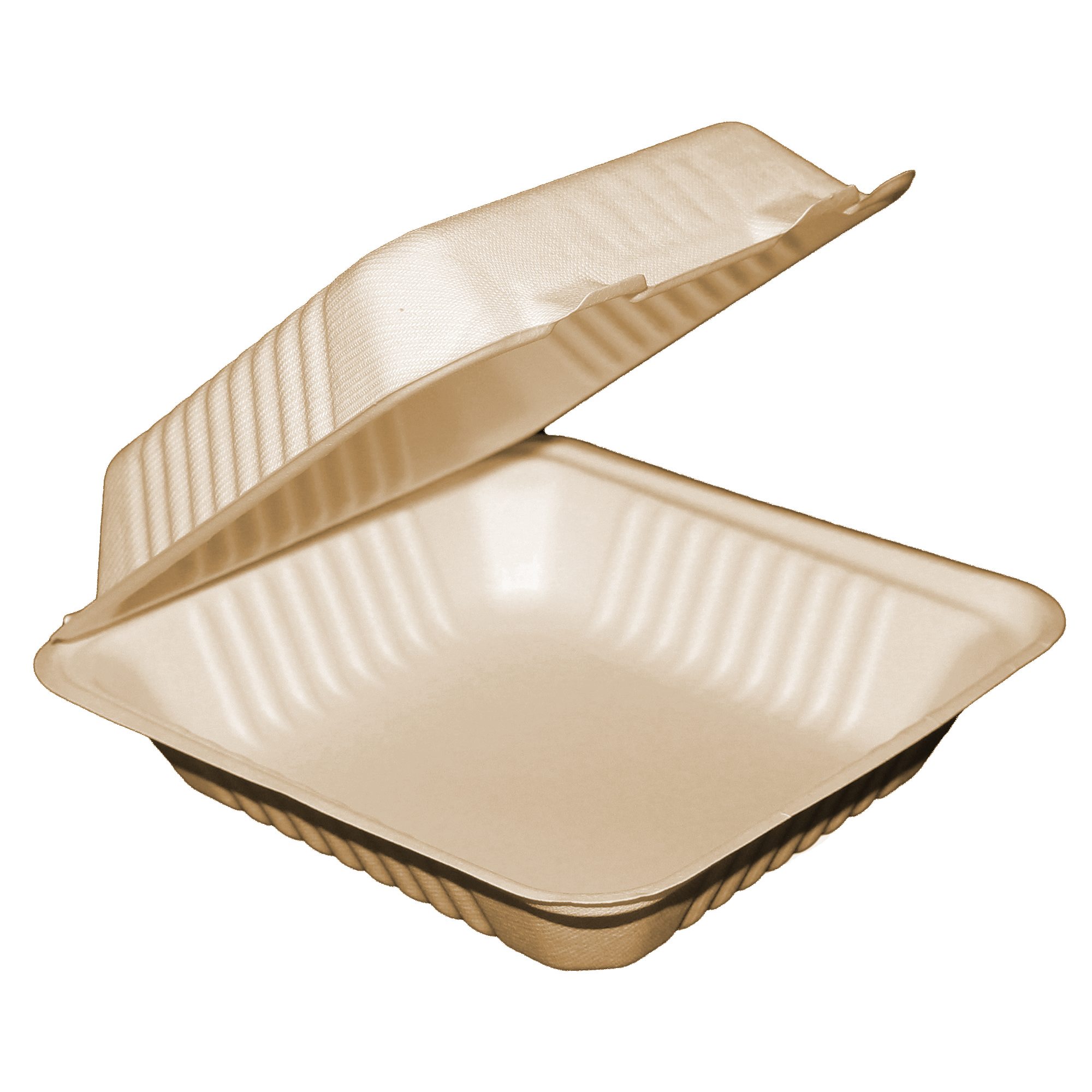 Table Accents - Compostable Clamshell Containers - 9" x 9" x 3" - Bagasse