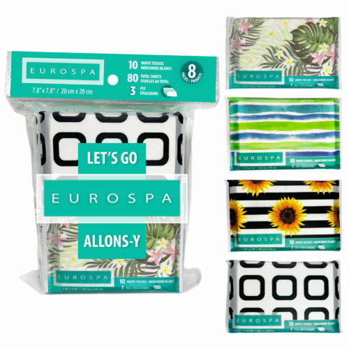 Eurospa - Facial Tissues - 3 ply - 10 Sheets - 8Pk