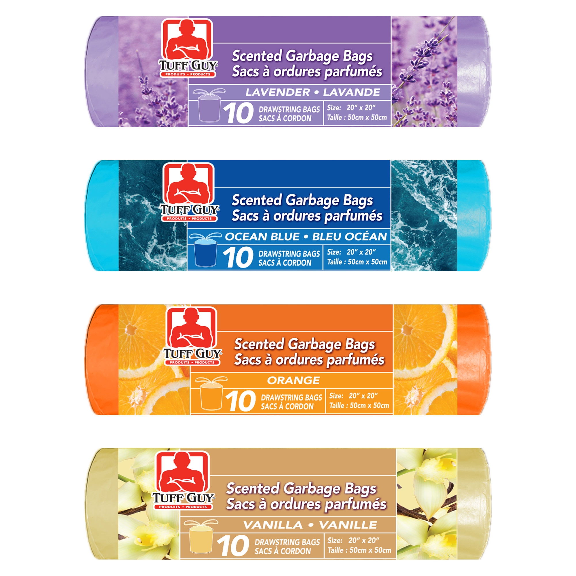 Tuff Guy - Drawstring Scented Garbage Bags - 20"x 20" - Assorted Scents - 10Pk