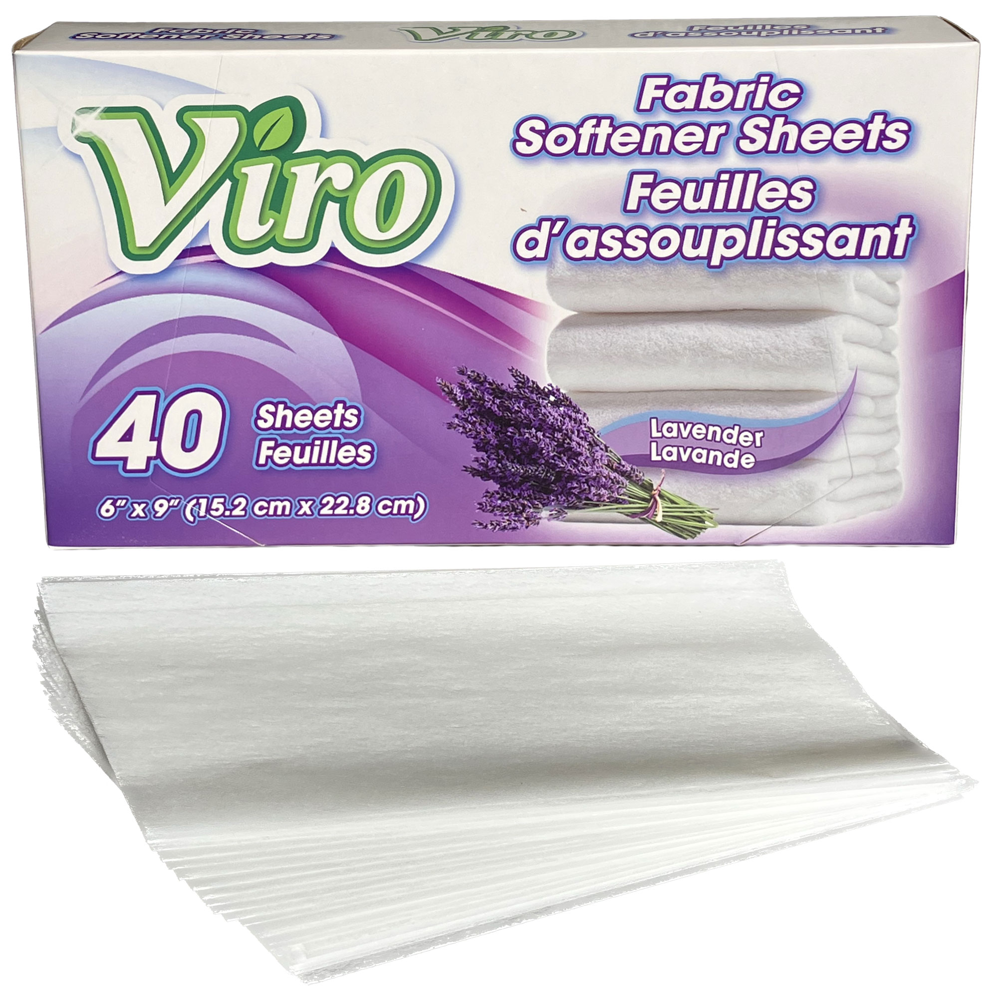 Viro - Fabric Softener Sheets - 6" x 9" - Lavender - 40Pk